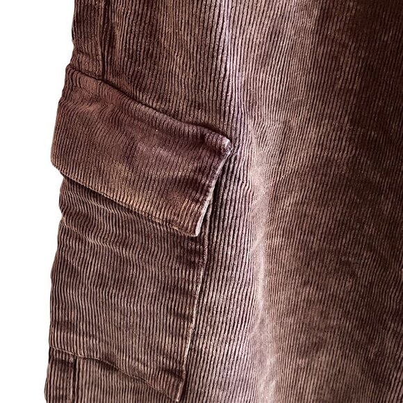 Womens Medium Brown Corduroy Wide Bell Bottom Flare Stretch Pull Ons 90s - Picture 7 of 13